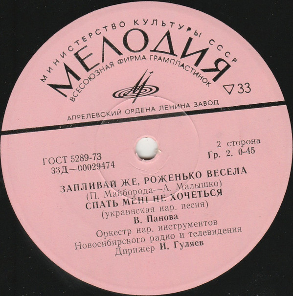 А. Левицкий и В. Панова поют украинские песни