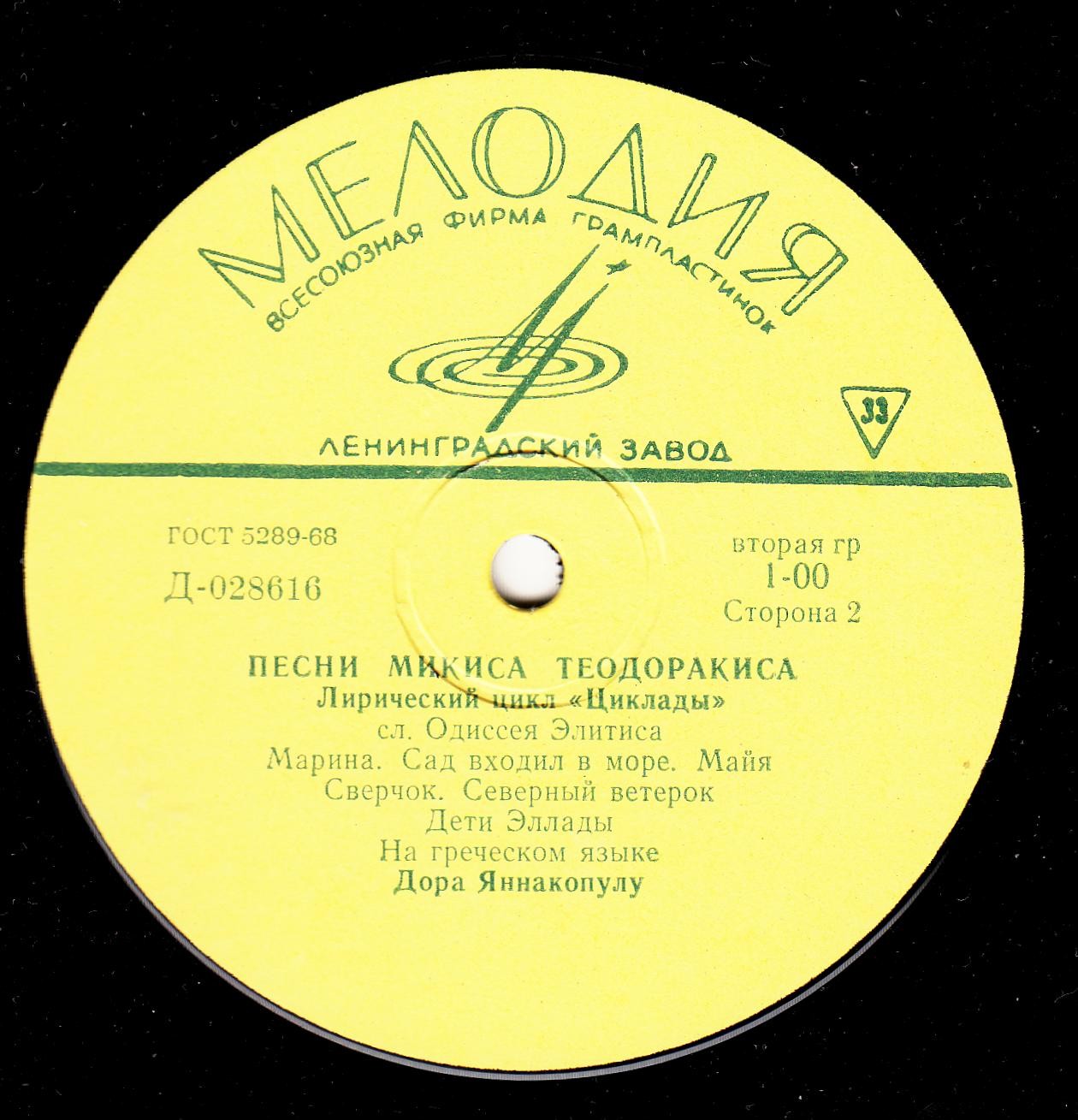 М. ТЕОДОРАКИС (1925—2021): Песни Микиса Теодоракиса (Д. Яннакопулу)