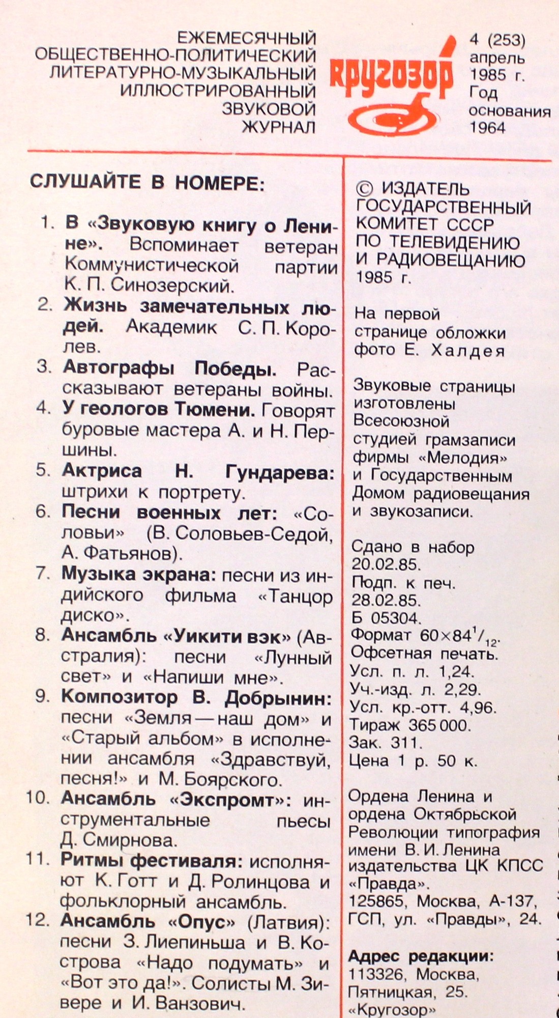 Кругозор 1985 №04