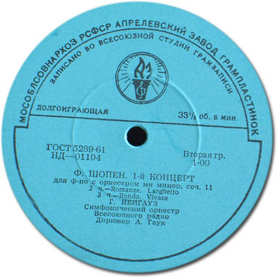 Ф. ШОПЕН (1810–1849) Концерт № 1 для ф-но с оркестром ми минор, соч. 11 (Г. Нейгауз, А. Гаук)