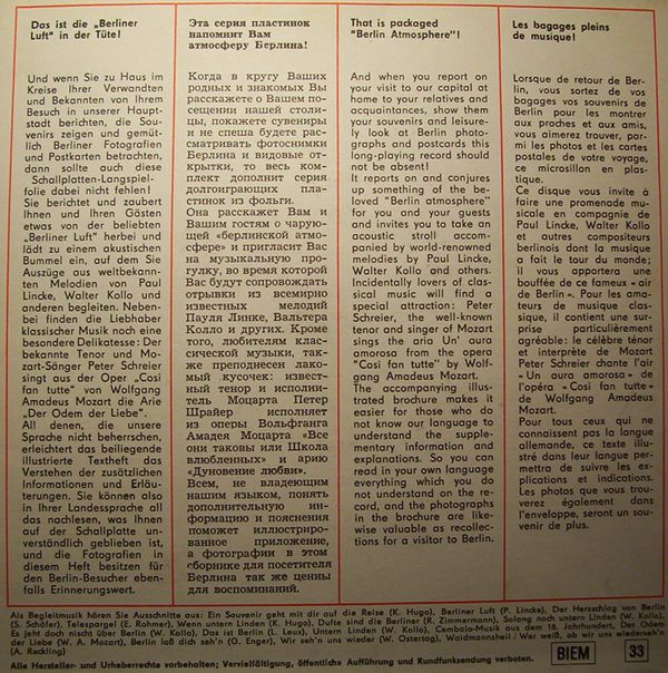 Ein Gruß Aus Der Hauptstadt Der DDR. Schallplatten - Souvenir  / Сувенир из Берлина / A Souvenir from Berlin