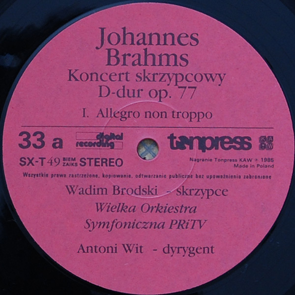 Wadim Brodski -  Johannes Brahms - Koncert skrzypcowy D-dur [по заказу польской фирмы TONPRESS]