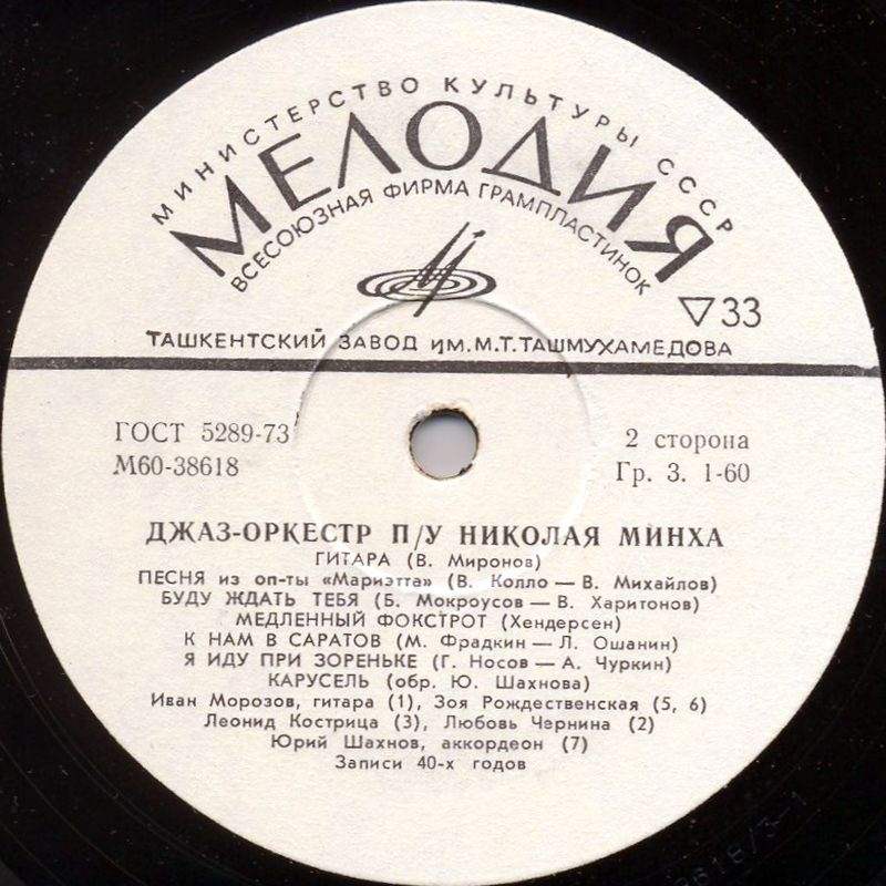 ДЖАЗ-ОРКЕСТР П/У НИКОЛАЯ МИНХА