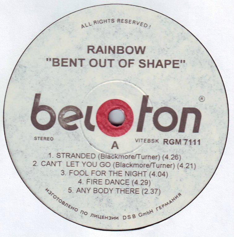 RAINBOW "Bent Out Of Shape"