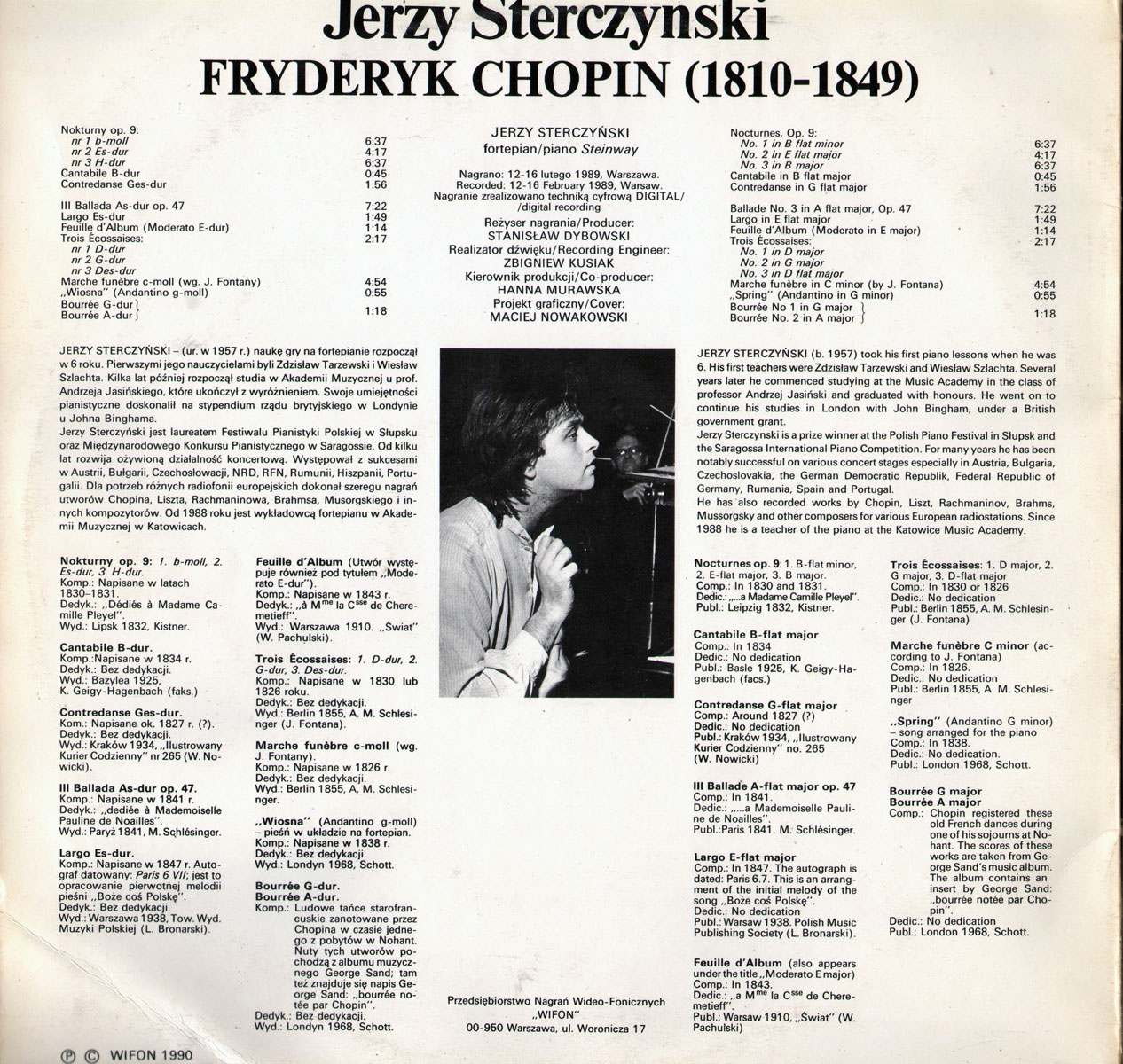 Jerzy Sterczyński / Chopin [по заказу польской фирмы WIFON, LP 124]