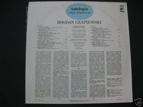 Bogdan CZAPIEWSKI - Antologia etiudy fortepianowej [по заказу польской фирмы WIFON, LP 054]