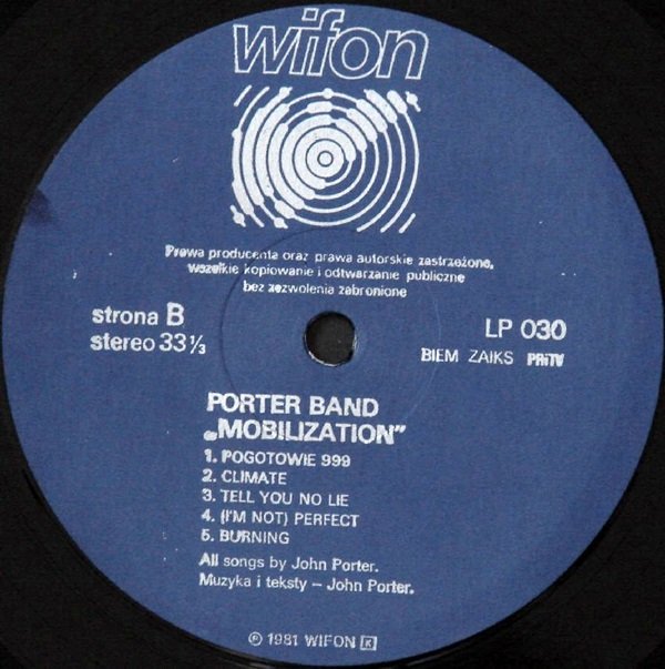 Porter Band ‎– Mobilization  [по заказу польской фирмы WIFON, LP 030]