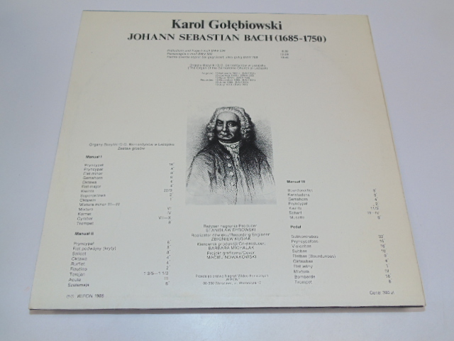 Karol Gołębiowski - J.S. Bach [по заказу польской фирмы WIFON, LP 126]