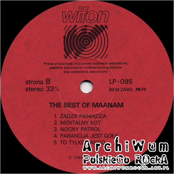 Maanam -  The best of Maanam [по заказу польской фирмы WIFON, LP 095]