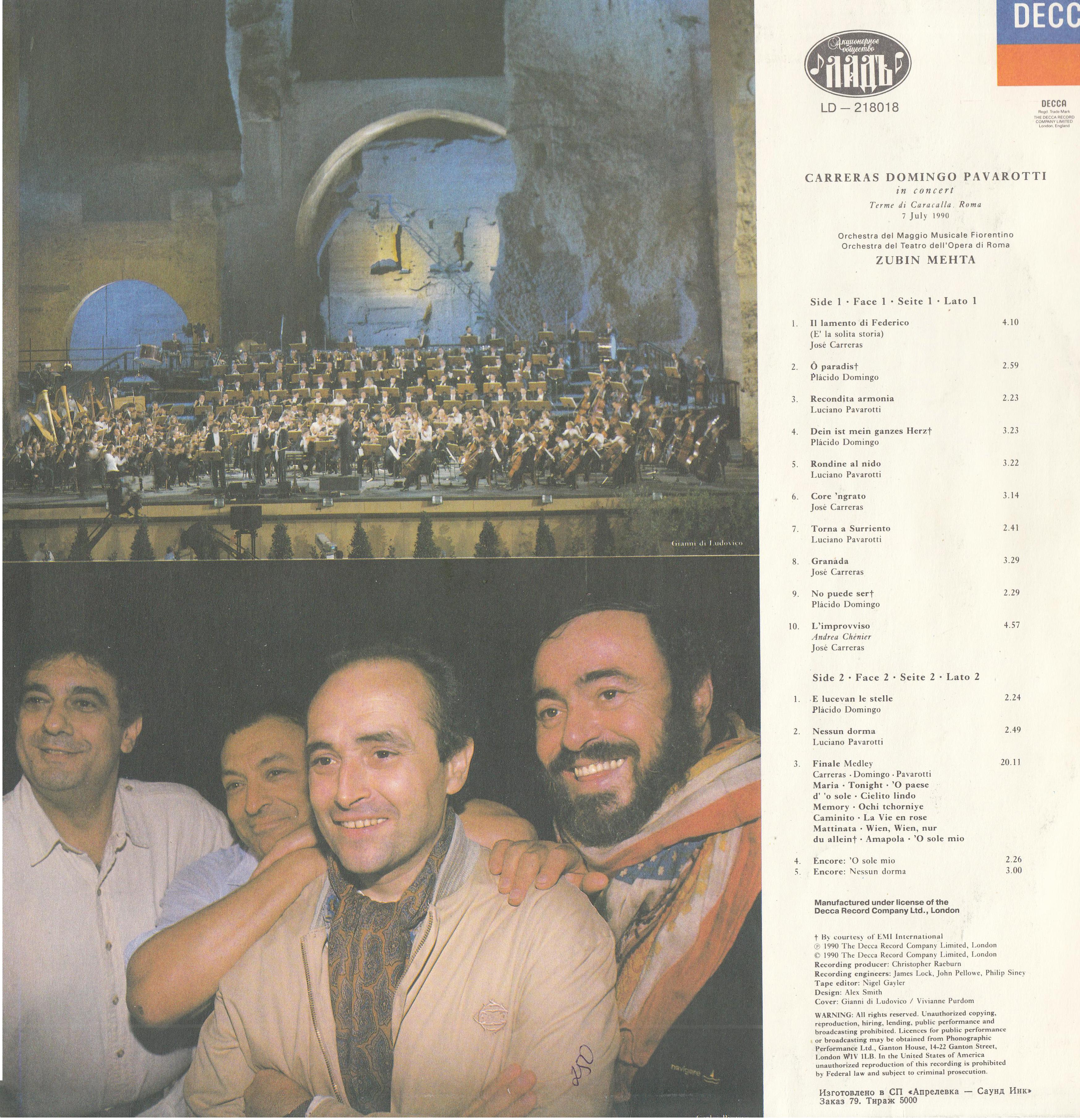 Carreras, Domingo, Pavarotti — In Concert