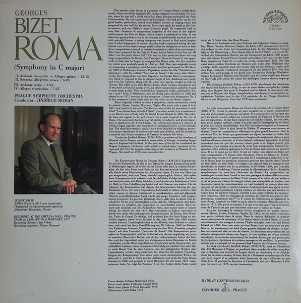 Georges Bizet ‎– Roma [по заказу чешской фирмы SUPRAPHON 1110 2428]