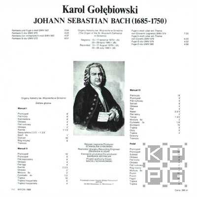 Karol Gołębiowski - J.S. Bach - Fantazje i fugi [по заказу польской фирмы WIFON, LP 127]