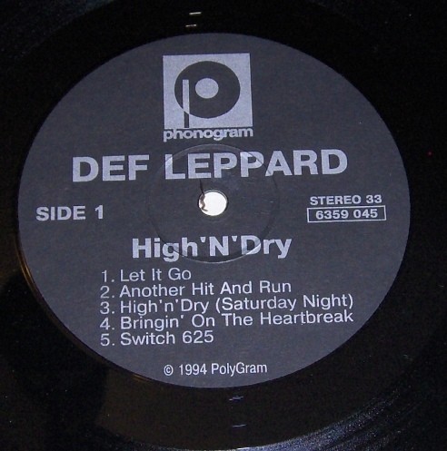 Def Leppard ‎— High 'N' Dry