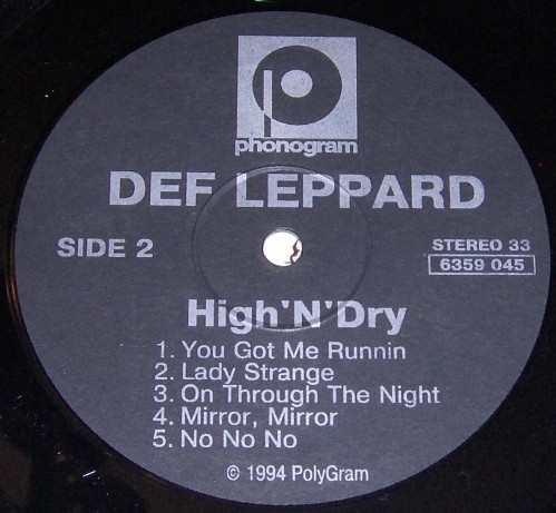 Def Leppard ‎— High 'N' Dry