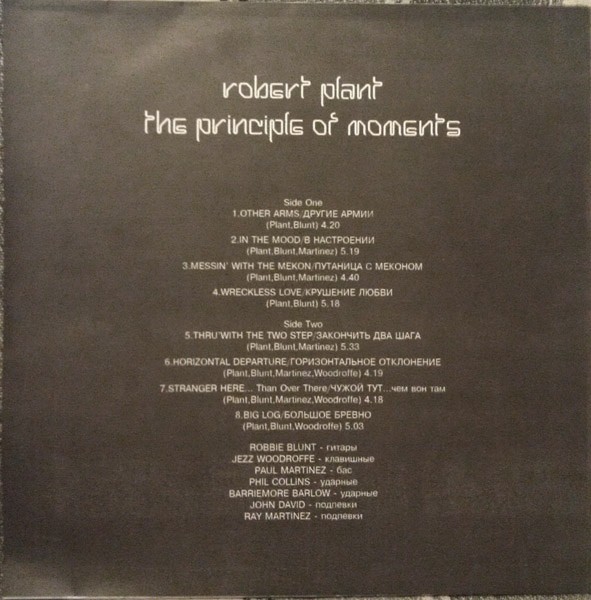 ROBERT PLANT. The Principle Of Moments