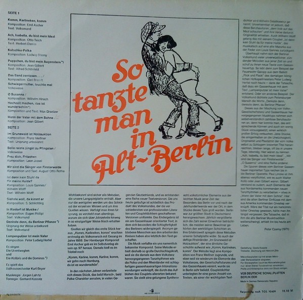 Ballhausorchester Kurt Beyer ‎— So Tanzte Man In Alt-Berlin [по заказу фирмы AMIGA  8 55 243]