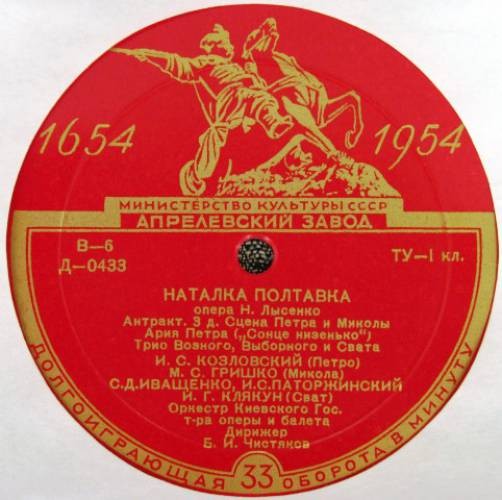 Н. ЛЫСЕНКО (1842–1912): «Наталка Полтавка», опера в 3 д.  (на украинском языке)