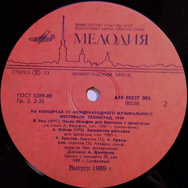 На концертах III Международного музыкального фестиваля - Ленинград, 1988
