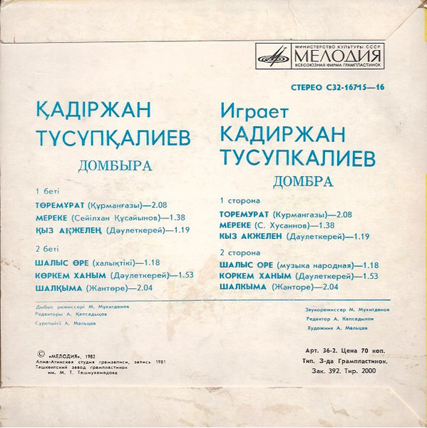 ТУСУПКАЛИЕВ Кадиржан (домбра).