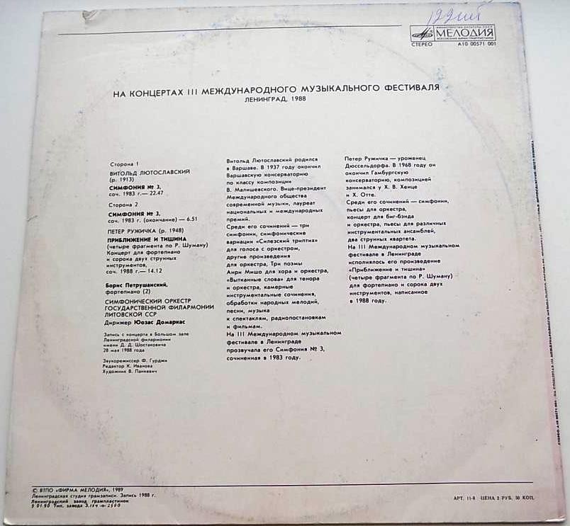 На концертах III международного музыкального фестиваля. Ленинград, 1988