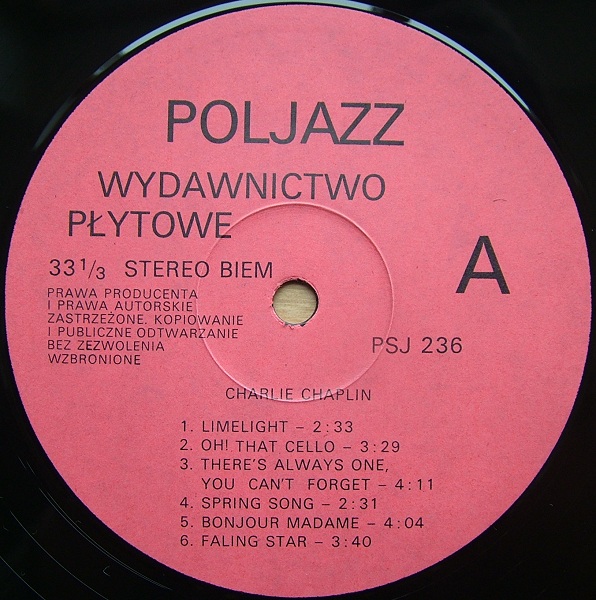 "Oh! That Cello". Music by Charlie Chaplin (Thomas Beckmann, Johannes Cernota) [по заказу польской фирмы POLJAZZ, PSJ 236]