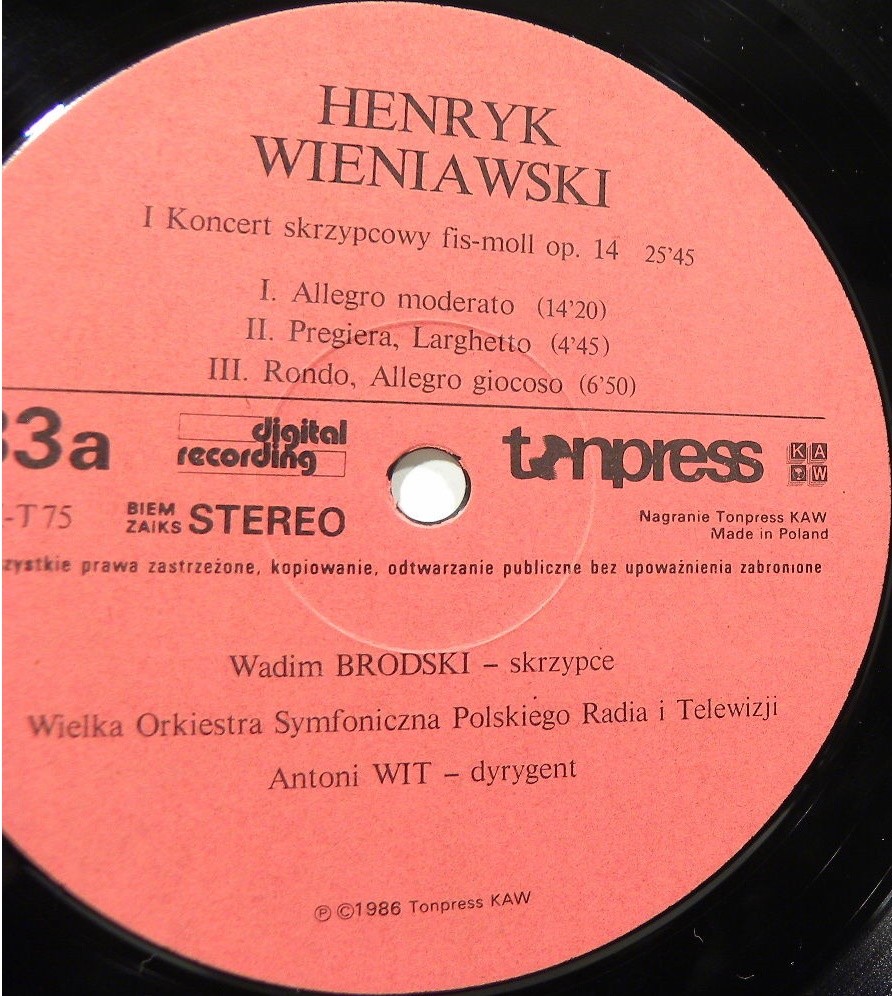 Wadim Brodski /  Henryk Wieniawski [по заказу польской фирмы TONPRESS SX-T75]