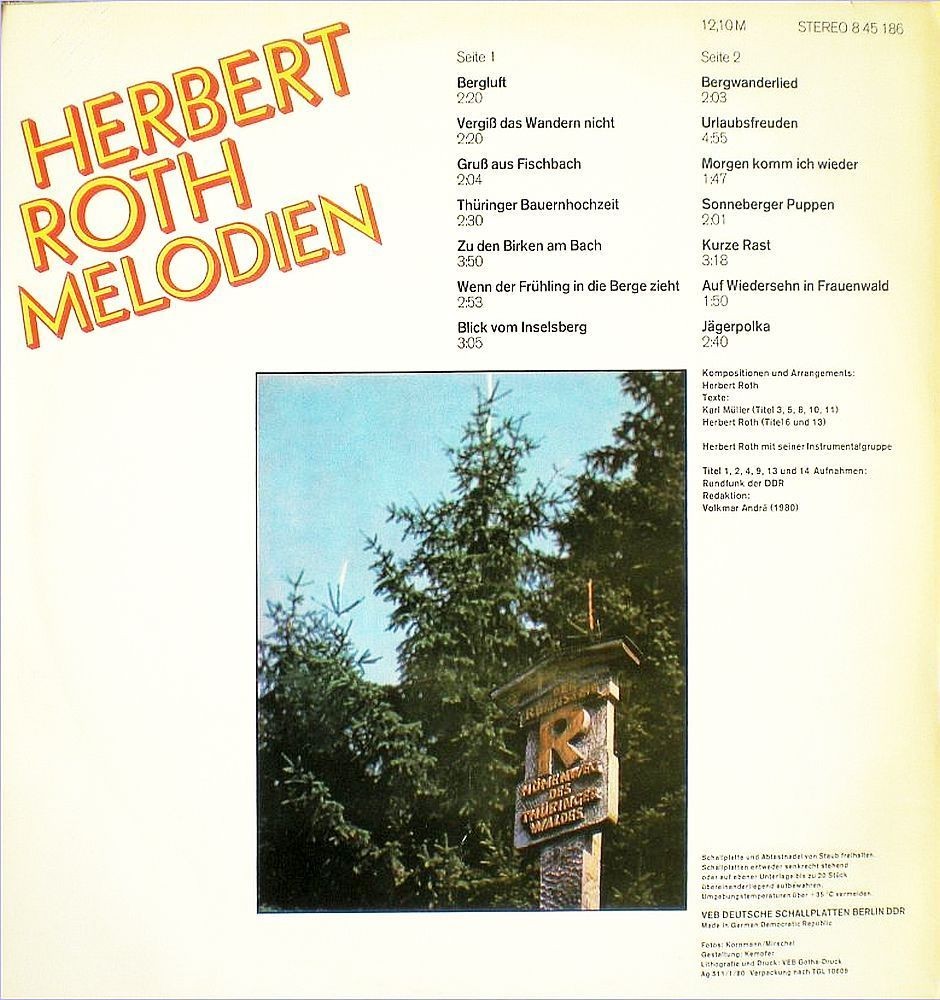 Herbert Roth. Melodien [по заказу немецкой фирмы AMIGA 8 45 186]
