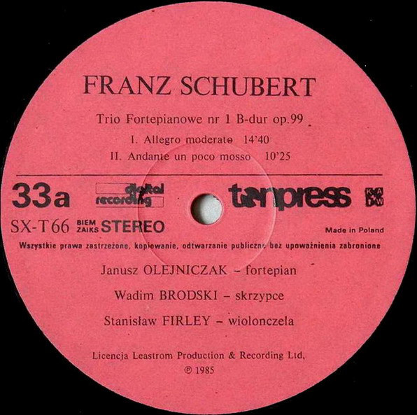 Franz Schubert - Trio fortepianowe Nr.1 B-dur Op.99 [по заказу польской фирмы TONPRESS]