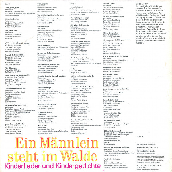 Ein Männlein Steht Im Walde [по заказу немецкой фирмы ETERNA 8 35 038]