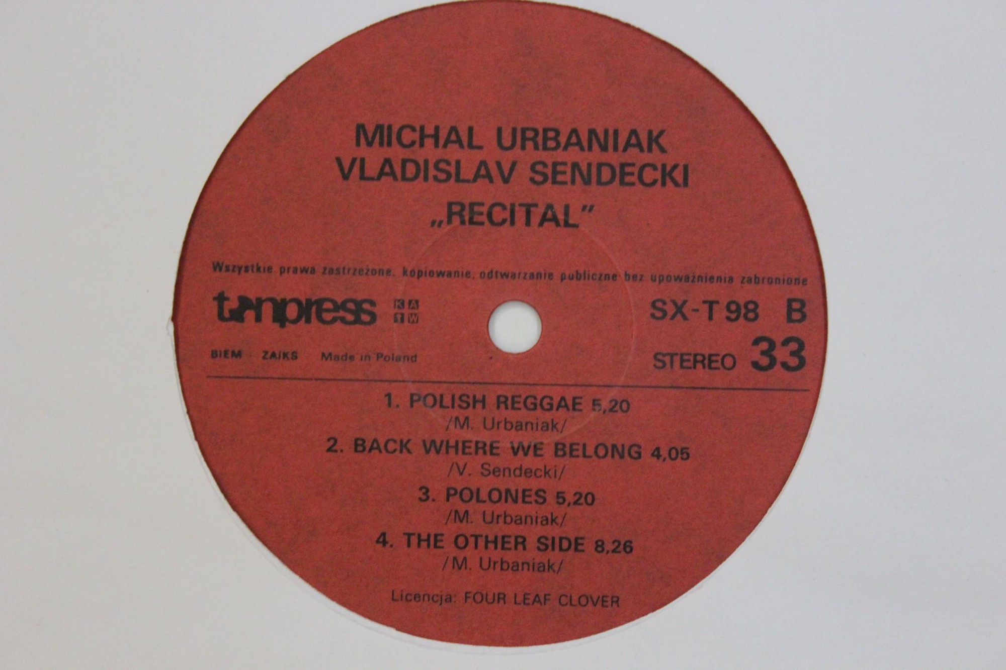 Władysław SENDECKI, Michał URBANIAK - Recital [по заказу польской фирмы TONPRESS SX-T 98]