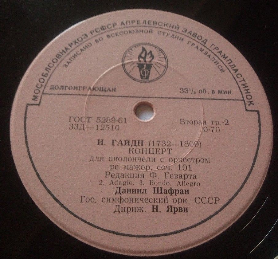 Й. ГАЙДН (1732-1809) Концерт для в-чели с оркестром (Д. Шафран, ГСО СССР, Н. Ярви)