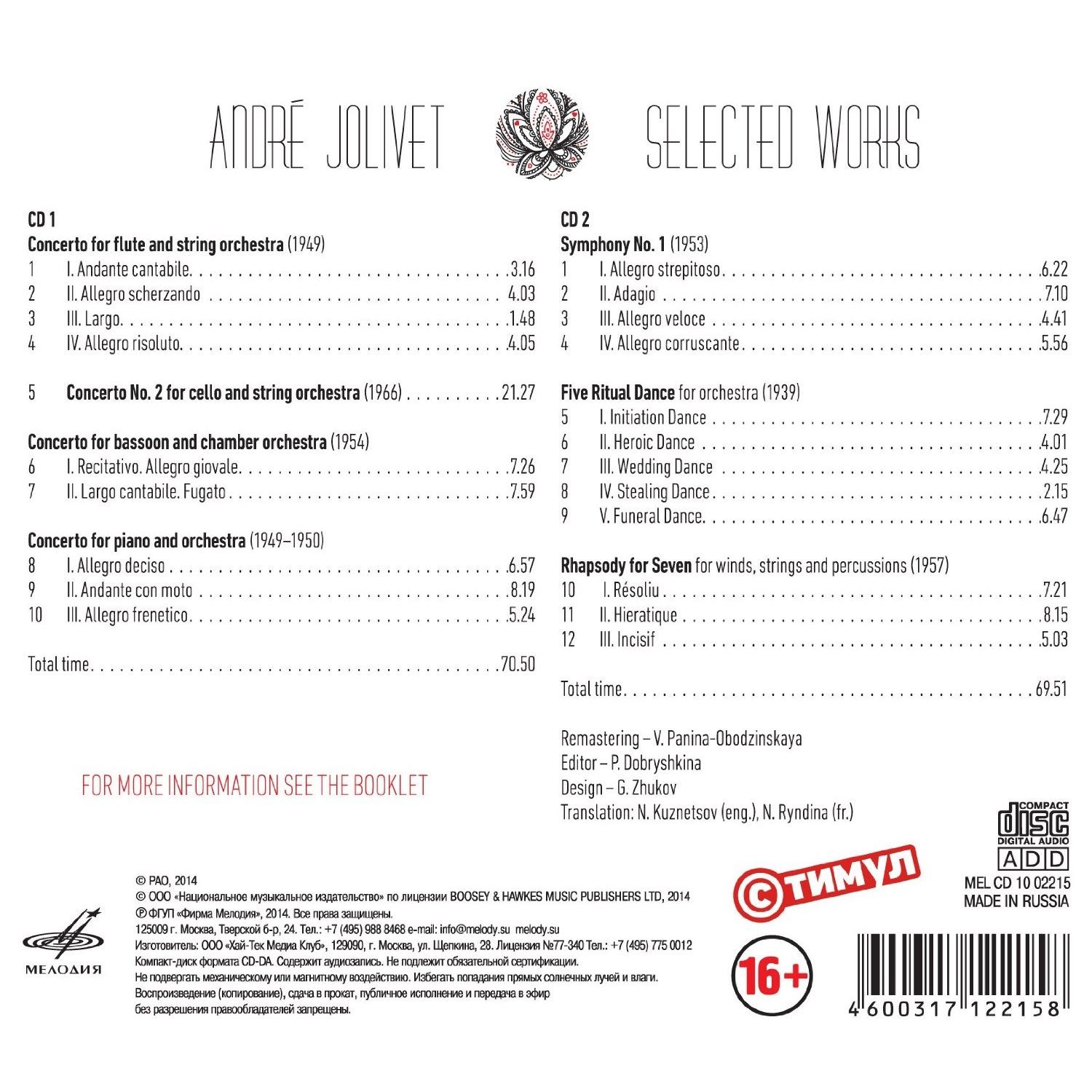 Андре Жоливе. Избранные сочинения (2CD)