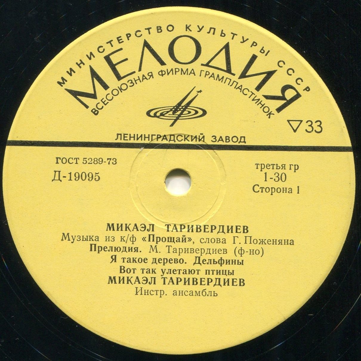 Микаэл ТАРИВЕРДИЕВ (1931) - Музыка из к/ф «Прощай» (сл. Г. Поженяна)