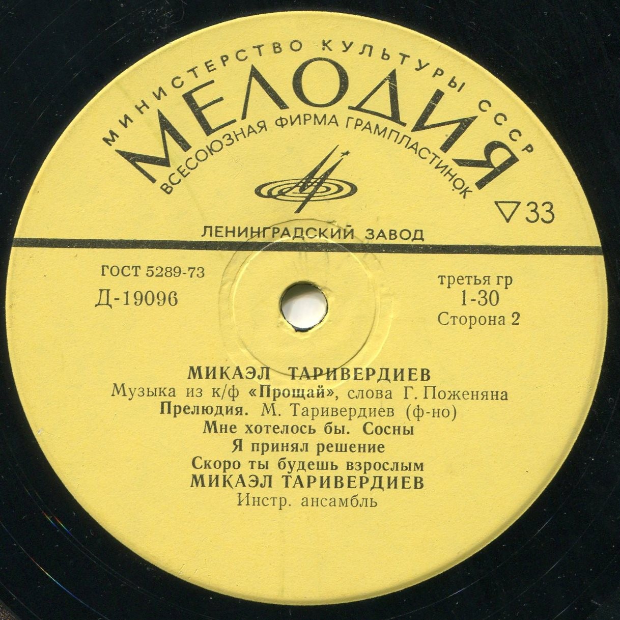 Микаэл ТАРИВЕРДИЕВ (1931) - Музыка из к/ф «Прощай» (сл. Г. Поженяна)