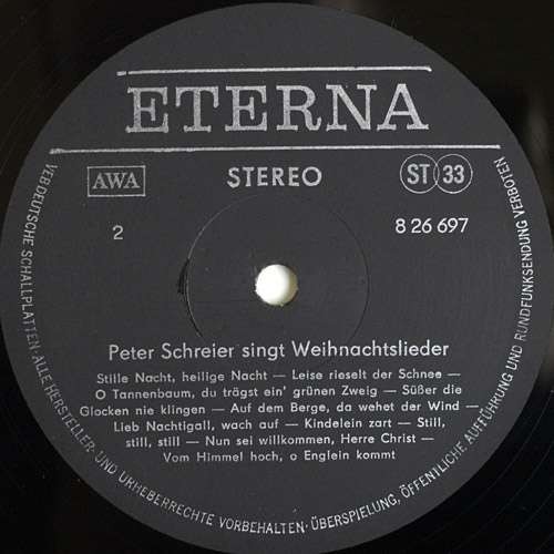 Peter SCHREIER singt Weihnachtslieder [по заказу немецкой фирмы ETERNA 8 26 697]