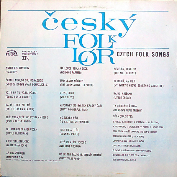 Cesky folklor [по заказу чешской фирмы SUPRAPHON SV 9024]