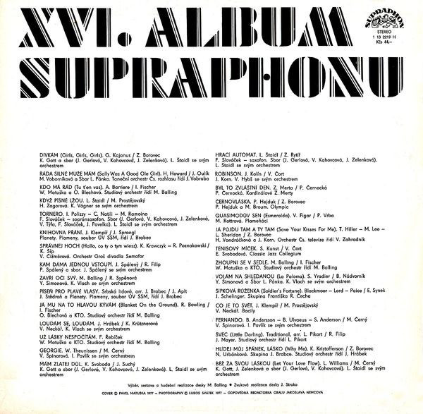 XVI. Album Supraphonu [по заказу чешской фирмы SUPRAPHON 1 13 2219]