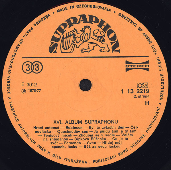 XVI. Album Supraphonu [по заказу чешской фирмы SUPRAPHON 1 13 2219]