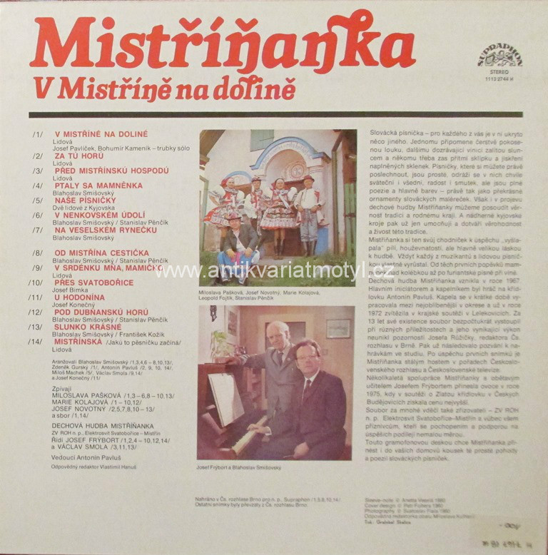 Mistrinanka - V mistrine na doline [по заказу чешской фирмы SUPRAPHON 1113 2744]