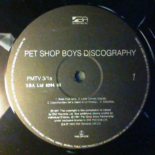 PET SHOP BOYS. Discography. The Complete Singles Collection (1993) 2LP