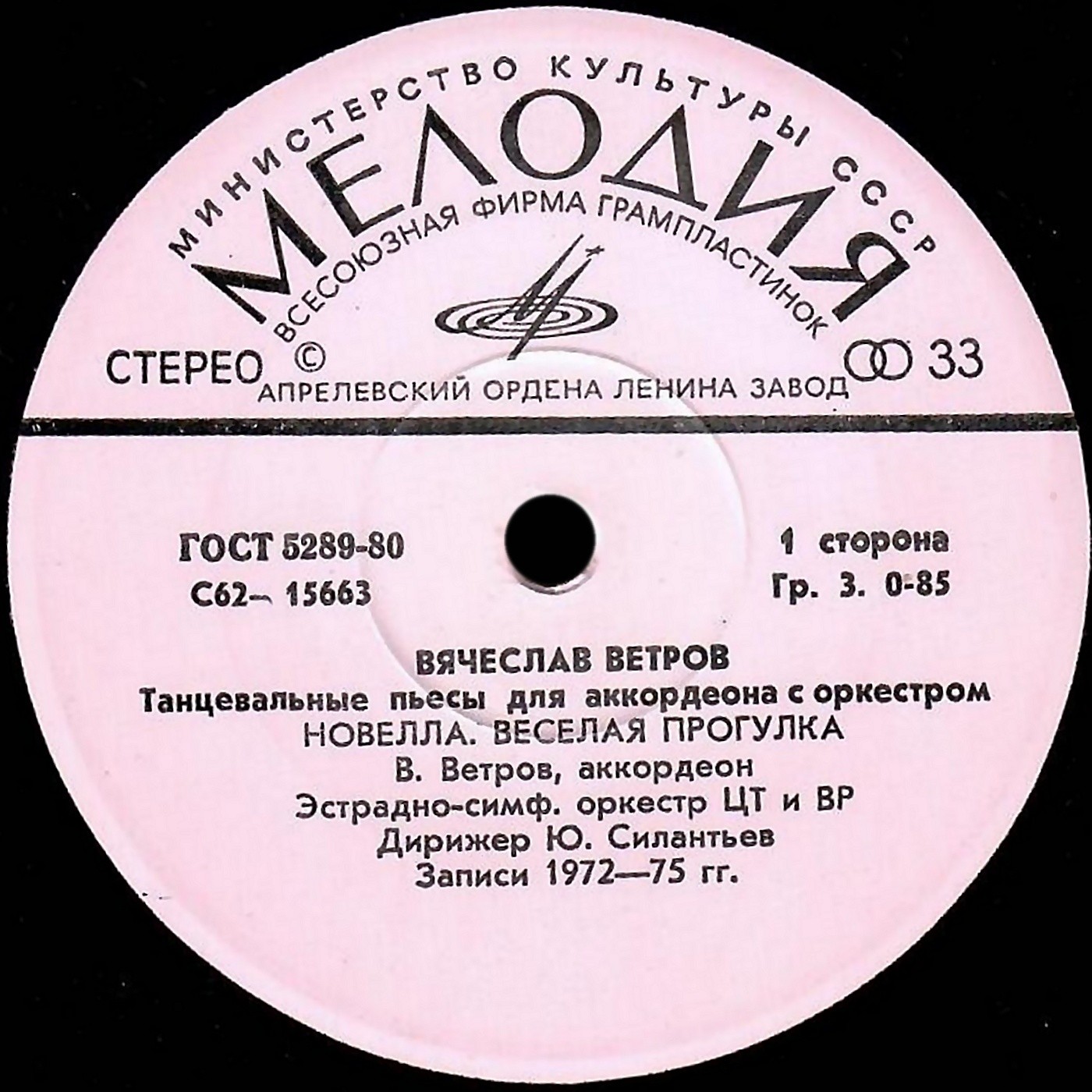 Вячеслав ВЕТРОВ (1939). Танцевальные пьесы для аккордеона с оркестром