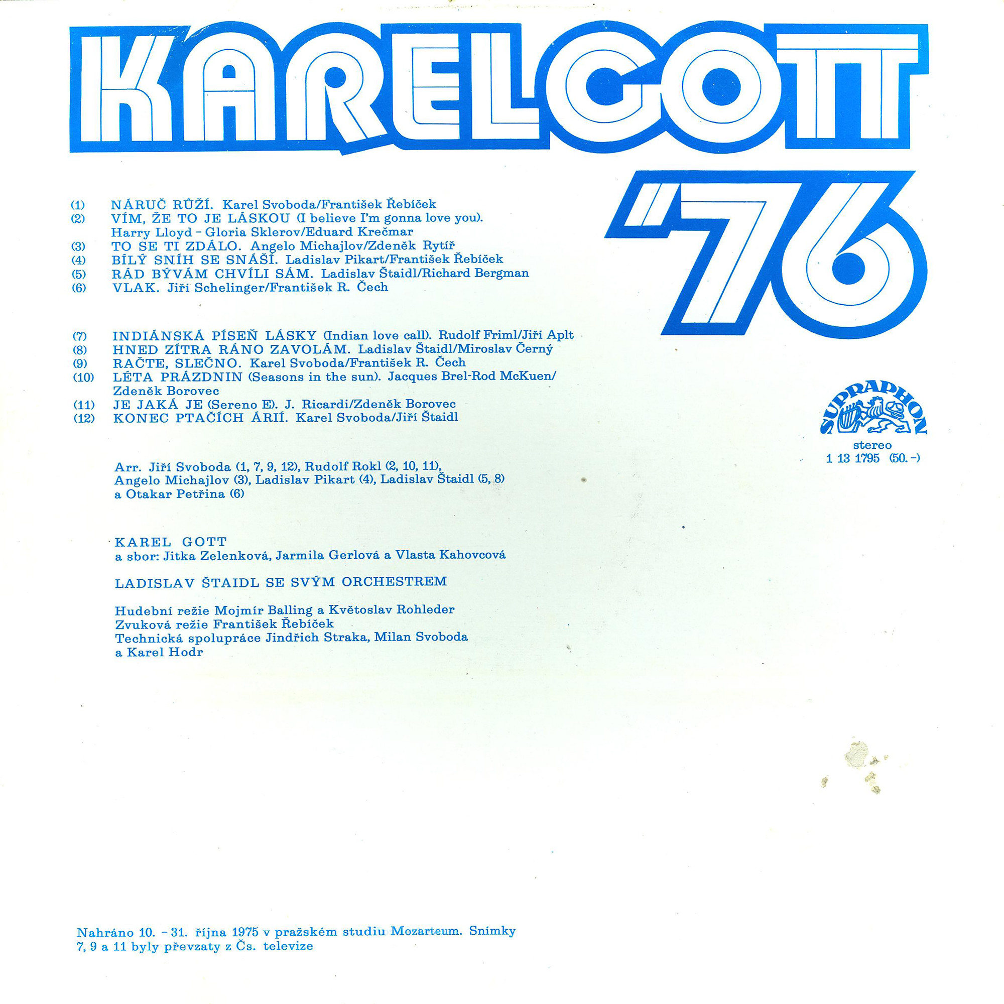 Karel Gott '76 [по заказу чешской фирмы SUPRAPHON 1 13 1795]