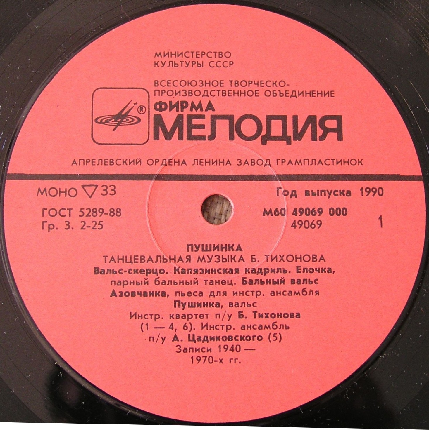 Б. ТИХОНОВ (1919- 1977): «Пушинка». Танцевальная музыка