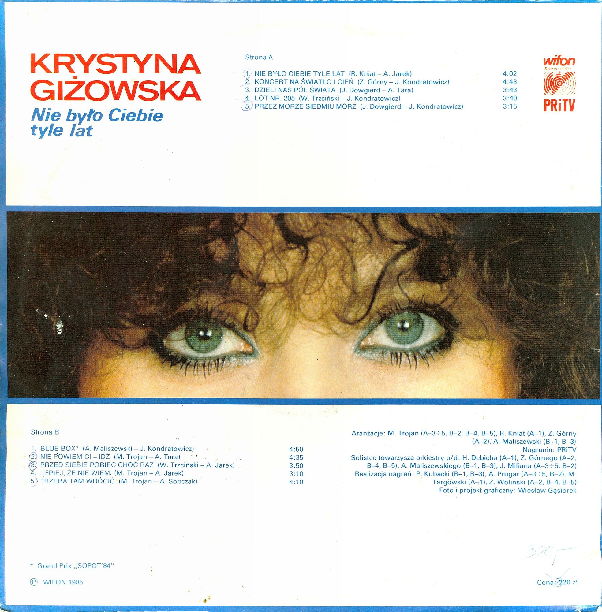 Krystyna Giżowska ‎– "Nie Było Ciebie Tyle Lat" [по заказу польской фирмы WIFON, LP 074]