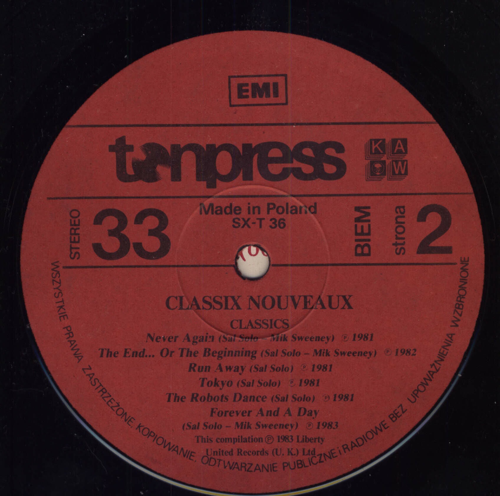 Classix Nouveaux  "Classics" [по заказу польской фирмы TONPRESS SX-T 36]