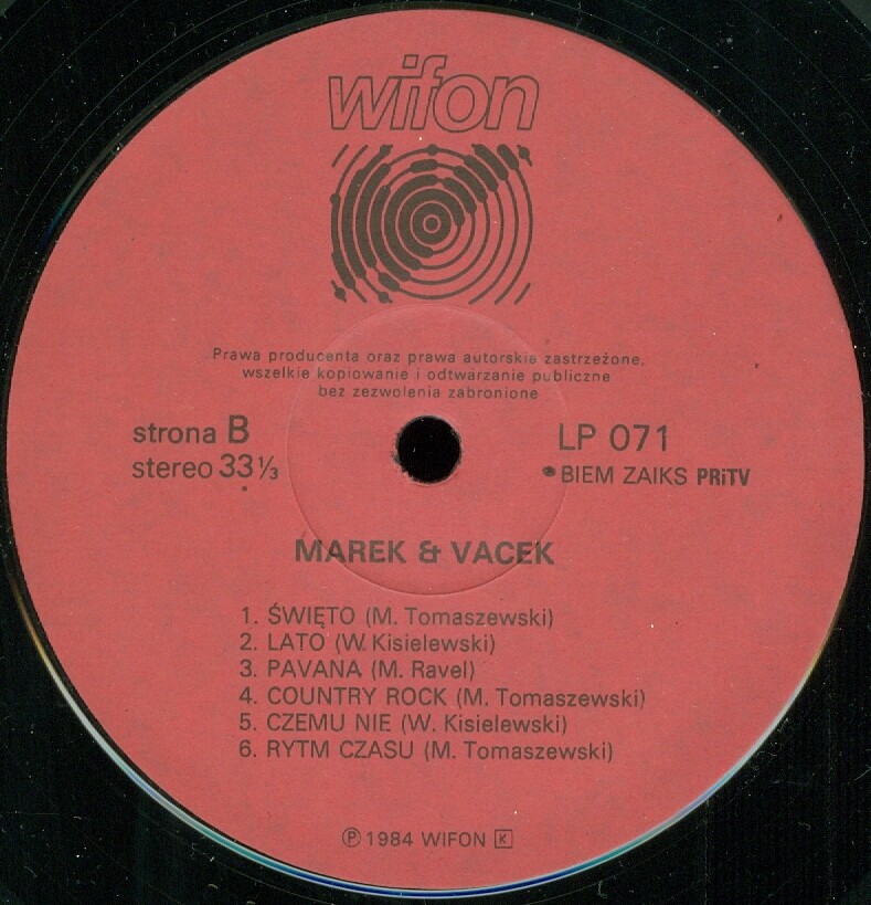 Marek I Vacek [по заказу польской фирмы WIFON, LP 071]