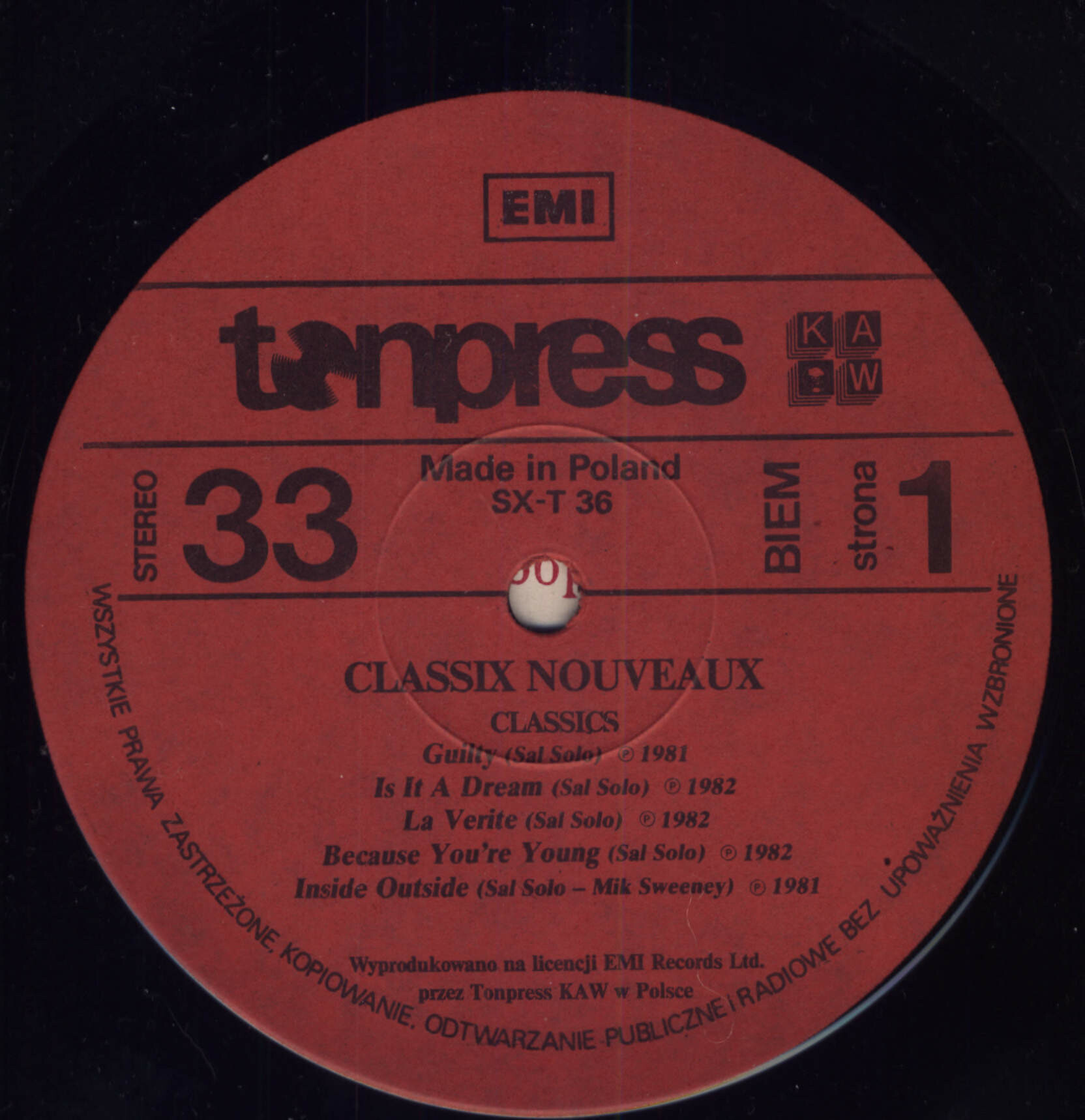 Classix Nouveaux  "Classics" [по заказу польской фирмы TONPRESS SX-T 36]