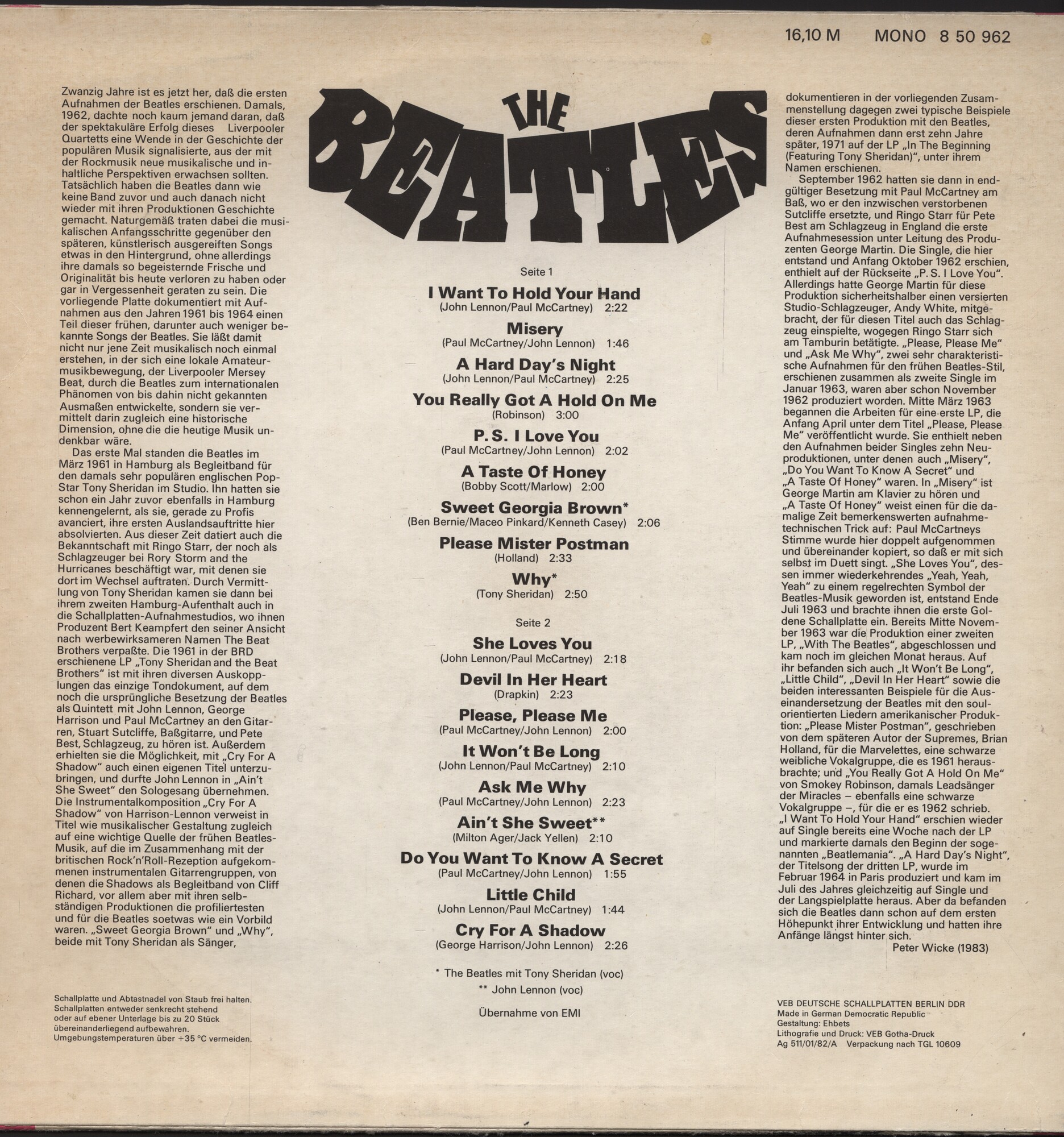 The Beatles [по заказу немецкой фирмы AMIGA, 8 50 962]