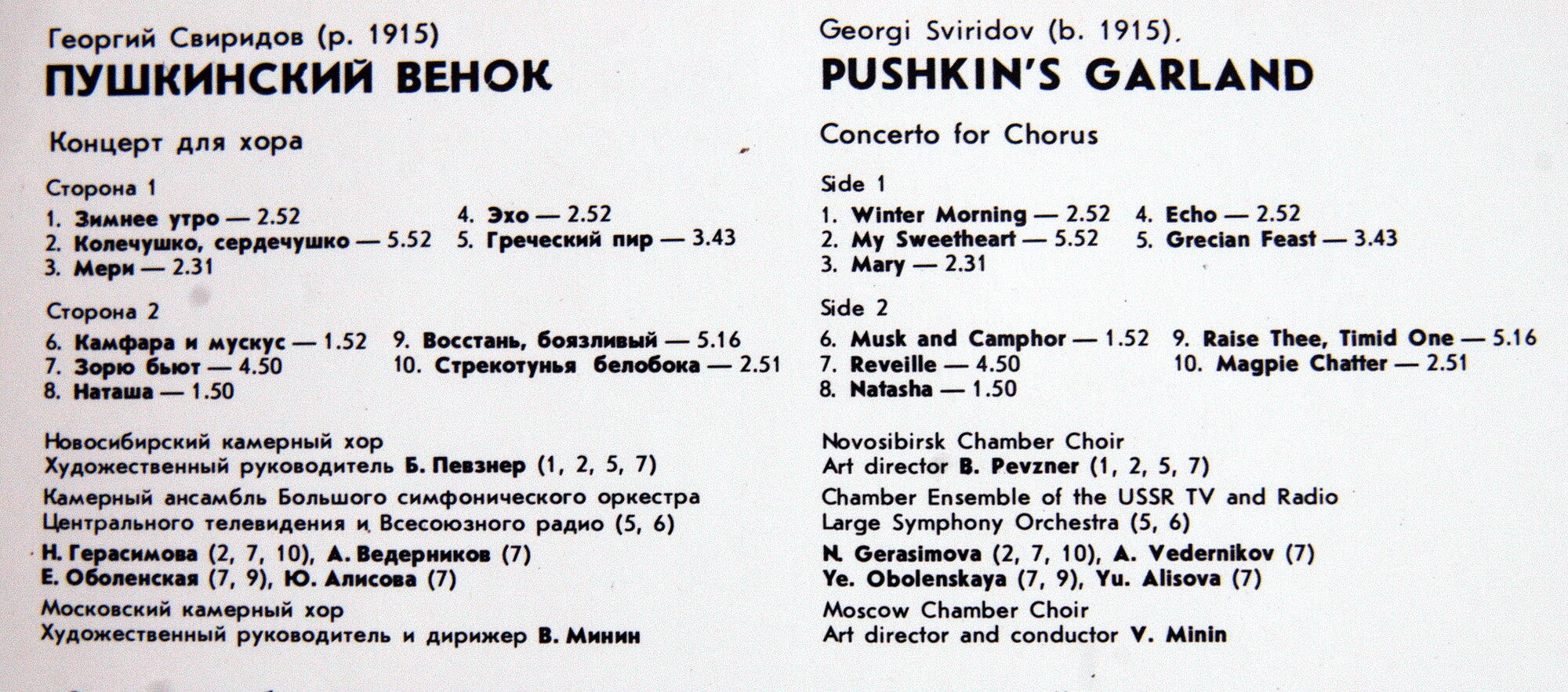 Г. СВИРИДОВ (1915): «Пушкинский венок», концерт для хора