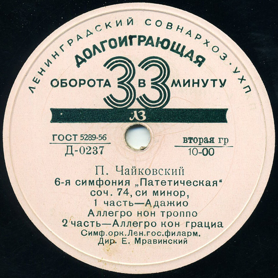 П. ЧАЙКОВСКИЙ (1840–1893): Симфония №6 «Патетическая» си минор, соч. 74 (Е. Мравинский)